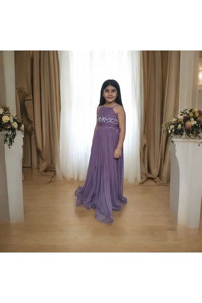 Ahsenimbebe Askili Roba Cross Silk Thread Long Gezboy Evening Dress