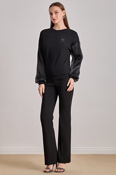 Guitar Oversize Siyah Örme Bluz