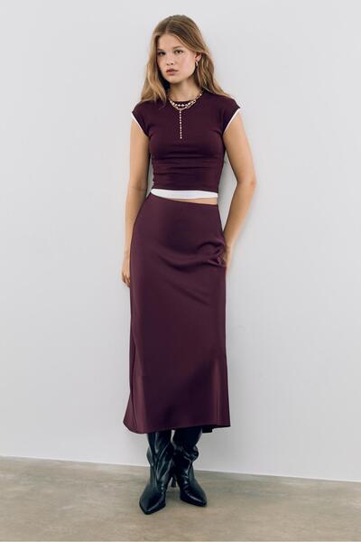 Stradivarius Saten midi etek