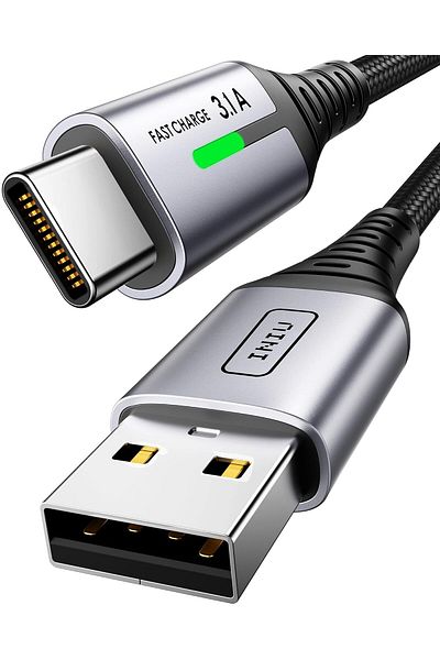iniu USB C Charging Cable [2m/3.1A], Fast USB-A to USB-C Braided Zinc Alloy Cable