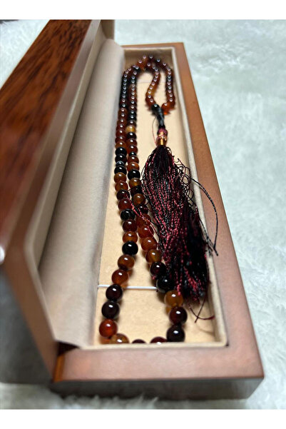 M.A Traders Black Haqeeq Tasbih – 100 Natural Aqeeq Rosary | 10mm Bead Size | Islamic Prayer Bead (Without Box)