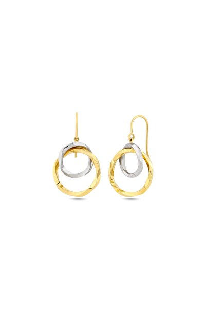 Koçak 14 Ayar Renkli Daireler Sallantılı Altın Küpe