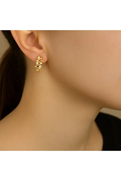 BY YASİN TOPÇU Steel Stone Earrings