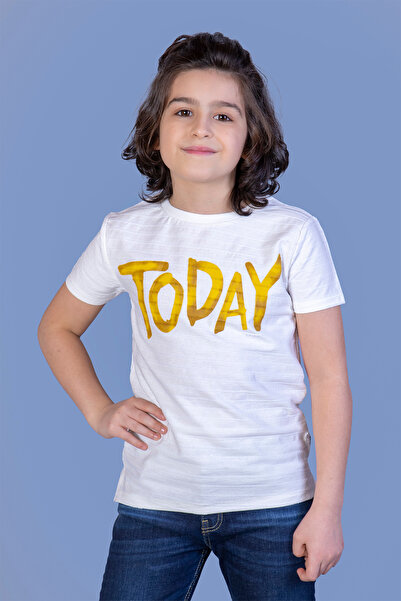 Toontoy Boy's Knitted Fabric Detailed Today Printed T-Shirt