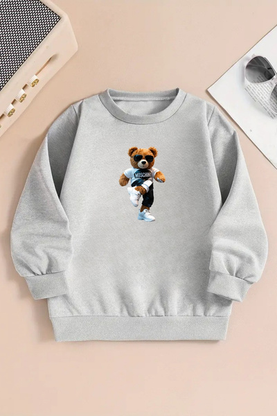Sweetline Hanorac unisex cu decolteu cu imprimeu gri MOSCHIMO - țesătură de iarnă