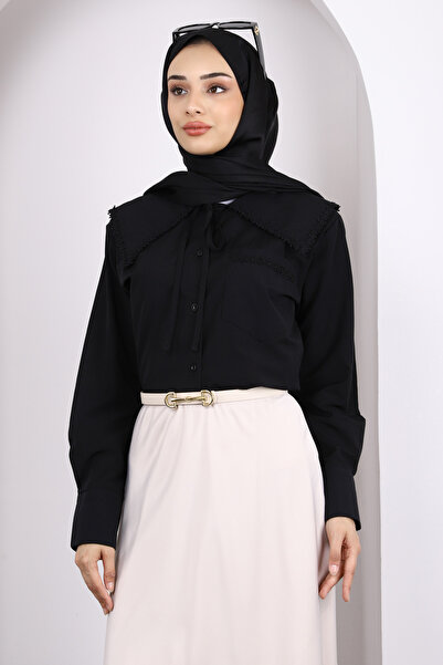İmajButik Black Collar Fisto Detailed Shirt