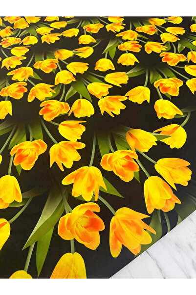 ipekkumaş فستان من قماش الكريب بنمط الورد الأصفر، قميص شالوار، يُباع حسب قطع ...