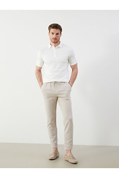 LC Waikiki Beige Basic Men's Trousers with Tie Waist