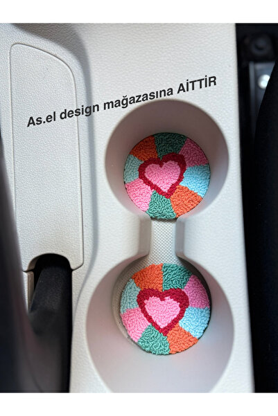 AKBAŞ DESİGN Punch Nakışı 2li Araba Bardak Altlığı / Car Coaster