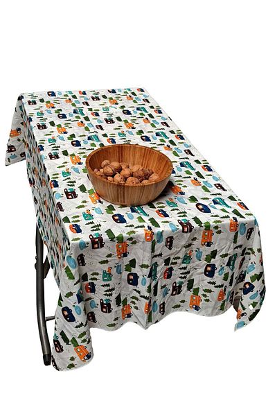 Exve Exclusive Yellow Blue Red Camping Caravan Printed Cotton Woven Eco-Friendly Camping Caravan Tablecloth 150cm