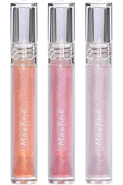 MAXFINE Set 3 luciu pentru buze, hidrateaza si volumizeaza instantaneu buzele,