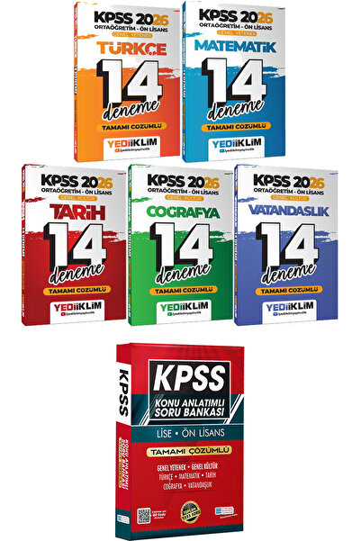 Yediiklim Yayınları Ortaöğretim Ön Lisans Türkçe Matematik Tarih Coğ. Vat. 14...