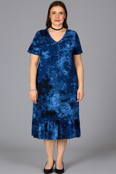 Curvy Trend Plus Size Patterned Skirt Ruffle Dress