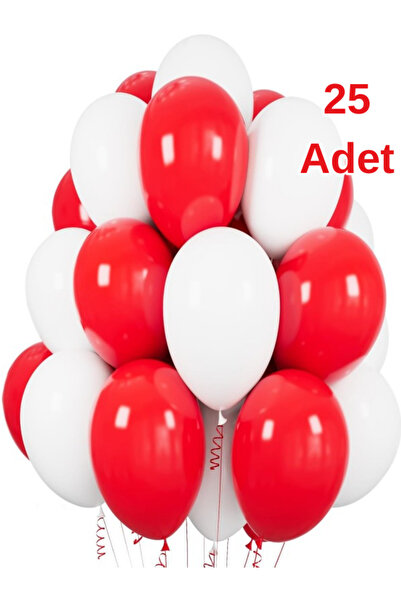 Işıltı Balon Dükkanı Kırmızı Ve Beyaz Balonlar Parlak Parti Balonu Mezuniyet,...