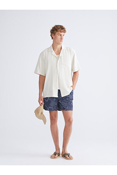 LC Waikiki Navy Blue Short Length Patterned Men's Swim Shorts