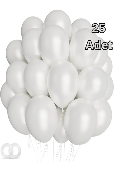 Baloncu Dükkanı 25 Adet İnci Beyaz Balonlar Parlak Parti Balonu Mezuniyet, Ni...