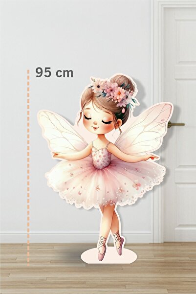 neşeli günlerim Peri Kızı Çiçekli Taç Soft Pink 95 cm Ayaklı Pano | Dekor | Pink | Pembe