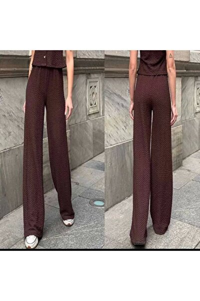 bysoca Дамски кафяви панталони с висока талия, устойчиви на гънки, с широки к...