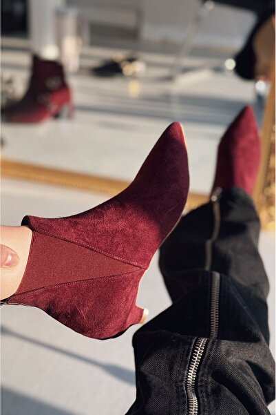 I Love Shoes Vorlis Süet Lastik Detaylı Bordo Kadın Bot
