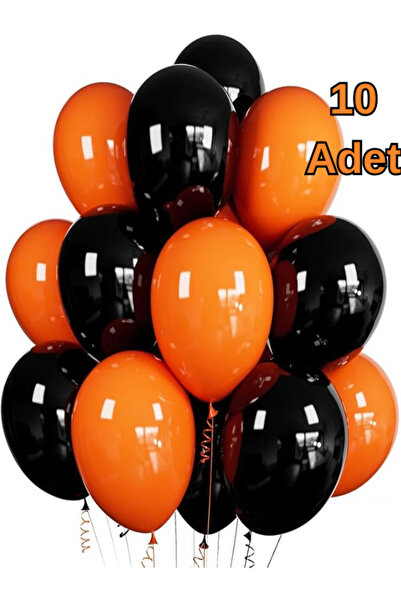 Işıltı Balon Dükkanı Siyah Ve Turuncu Balonlar Parlak Parti Balonu Mezuniyet,...