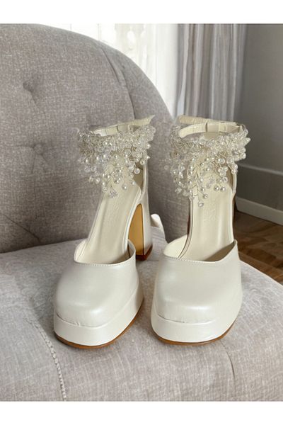 Felisya Butik Color Pearl Stone Platform Heeled Evening Dress Shoes 10Cm-Feli̇syabuti̇k