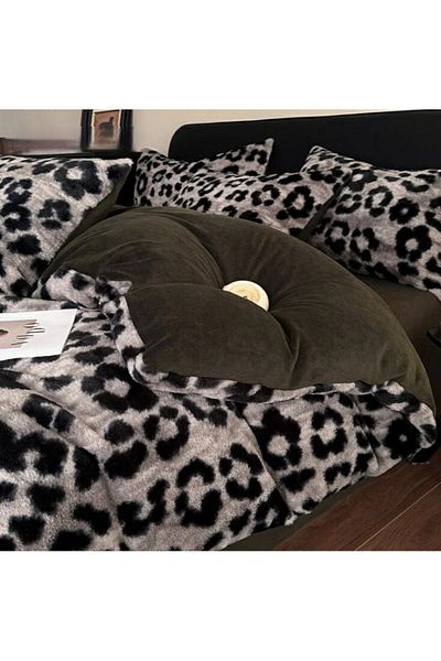 CHIRASO Faux Rabbit Fur Bedding Set, ELASTIC Sheet 180X200+30cm, Pillowcase 200x230 4 Sides