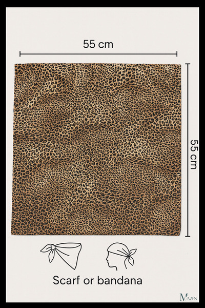 MAZEN Frequent Leopard Pattern Bandana |   55X55Cm |   Satin Square Scarf |   Women's Hair Accessory