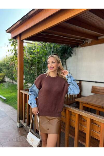For Angels Denim Raised Knitwear Sweater with Sleeves