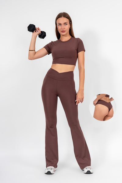 RİZZ Cross-Waist Spanish Leg Leggings and Seamless Panties 2-Piece Set