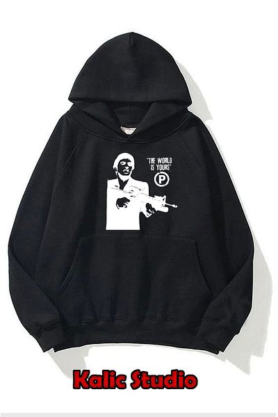 Kalic Studio Scarface Tony Montana Unisex Oversize Sweatshirt Black
