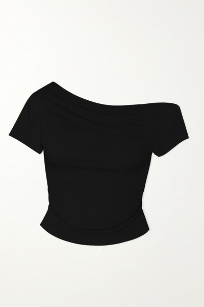 HAKKE Bluză tricotată elastică cu guler asimetric