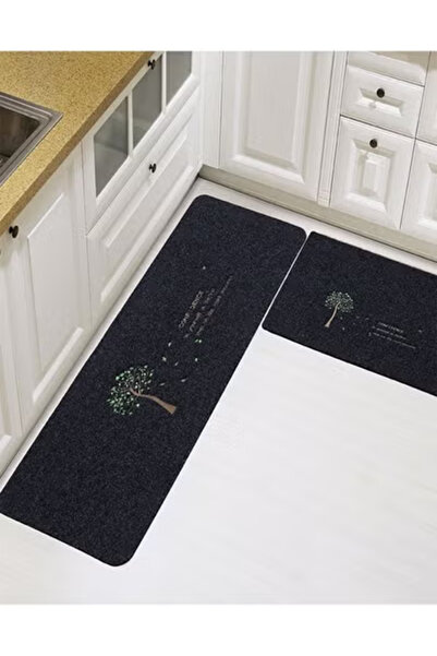 Raffine 2 Pieces Modern Anti Slip Kitchen Floor Mats 120 x 40 and 60 x 40 cm