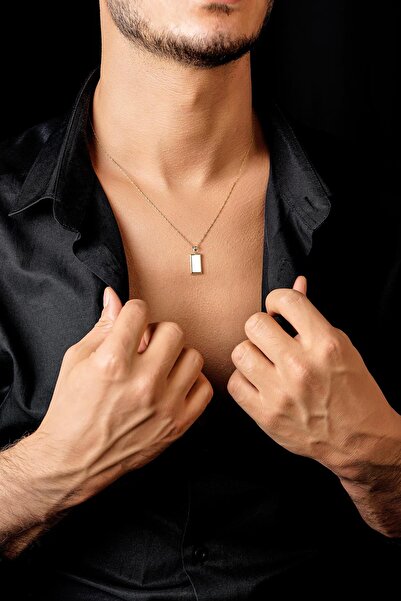 Fiyonk Kuyumculuk 14 Ayar Altın Külçeli Singapur Zincir Erkek Kolye - İsim ve Tarih Yazılabilir