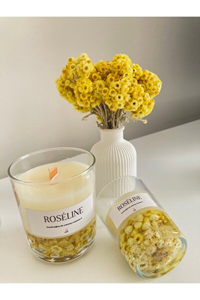 Roseline Roséline Elenya – Dekoratif Çiçekli Cam Bardak Mum