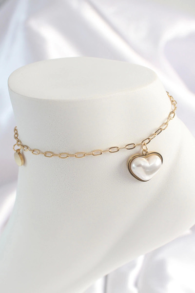 Belle Fusion Bfs 316l steel gold color chain model 3d pearl heart model women...