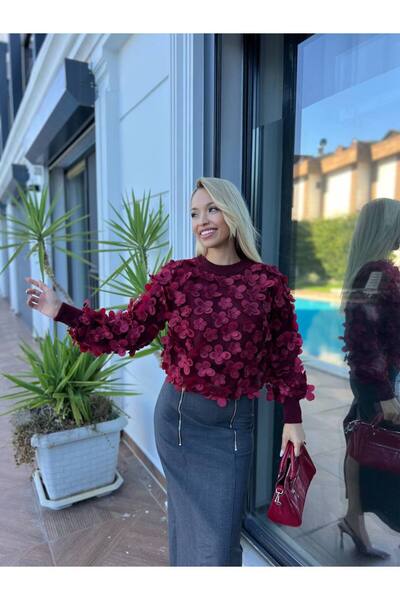 For Angels Flower Accessory Lace Trimmed Knitwear Sweater
