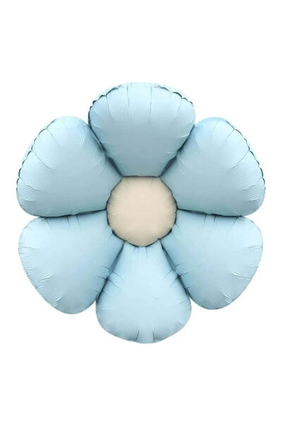 SURPRISE PARTY STORE Retro Mavi Ortası Krem Renk Papatya Şeklinde Folyo Balon 47x59 cm