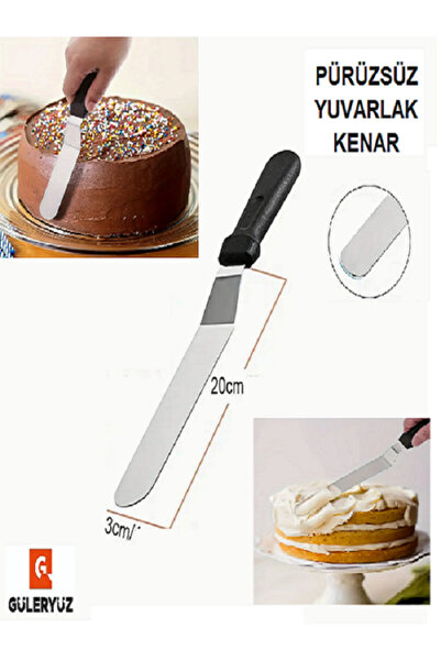 20 cm Eğik Paslanmaz Çelik Uçlu Yuvarlak Pasta Sıvama Kek ve Fırın Spatulası