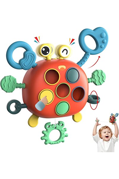 Aputue Silicone Crab Montessori Sensory Pull Toy for Babies (Random Color)