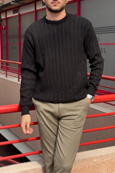 inpool Men'S, Old Money Culture, Hair Braid, Wool Blend, Crew Neck Sweater Pltk10