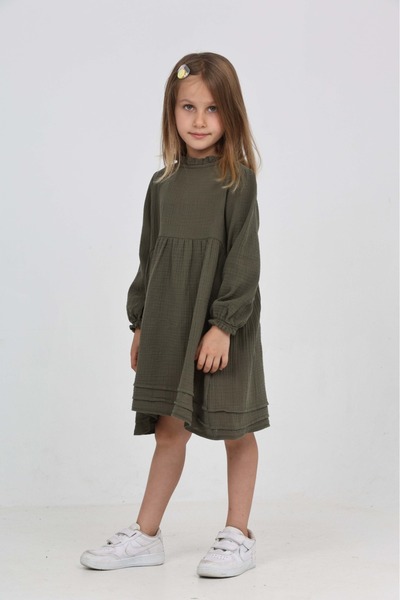 Toontoy Girl's Collar Ruffle Dress