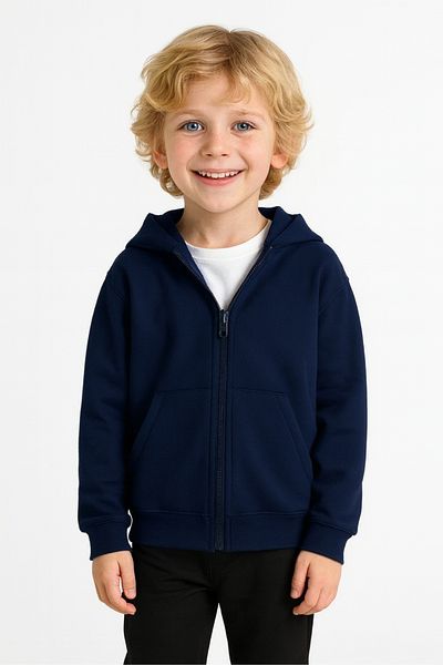 AHENGİM Girls - Boys Basic Zippered Thick 3 Thread Winter School Sweat Ak1815