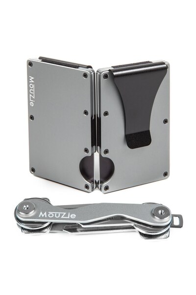 Mouzie Premium Aluminum Wallet for Men with Metal Clip and RFID Protection