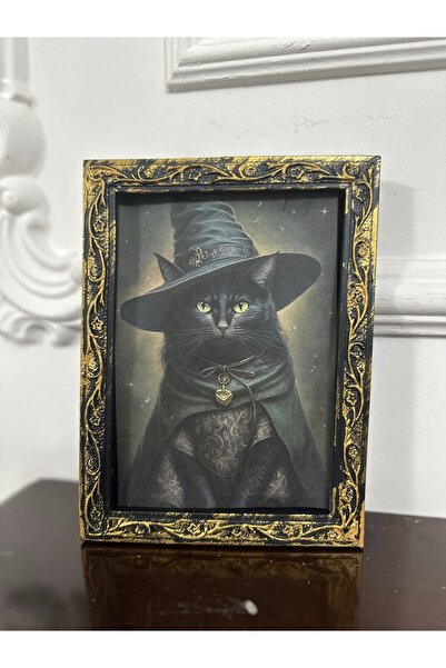 busraconcept Pictură Vampire Black pisică – Decor gotic realizat manual