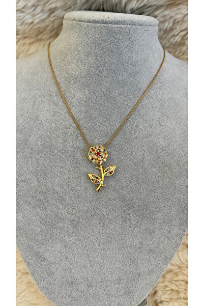 ANGELSS JEWELLERY قلادة على شكل زهرة من حجر الزركون الملون، قلادة هدية أنيقة ...