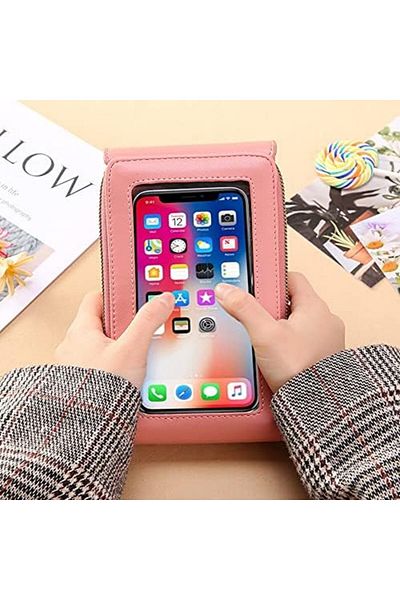Türkiye Anti-theft Leather Bag, Elegant Crossbody Touch Screen Phone Bag, Touch Screen RFID Blocking Cellpho