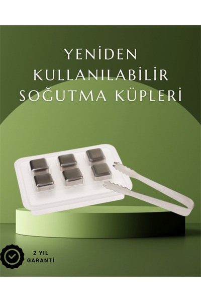 Clevora Metal Ice Cube Set and Ice Clip Made of Stainless Steel