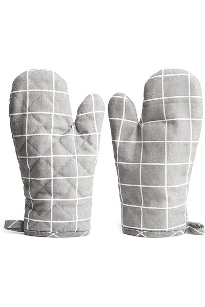 O Ozone Cotton Oven Mitts ,Pot Holders Heat Resistant Cooking Gloves | Grey