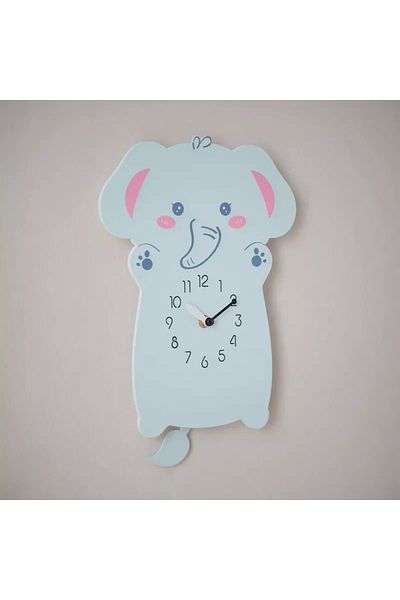 Home Box Playland Elephant Pendulum Wall Clock - 24x35 cm