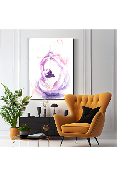 PoyKilArt Cam Tablo - Yoga Meditasyon Pilates Silüet - Duvar dekorasyonu - Of...